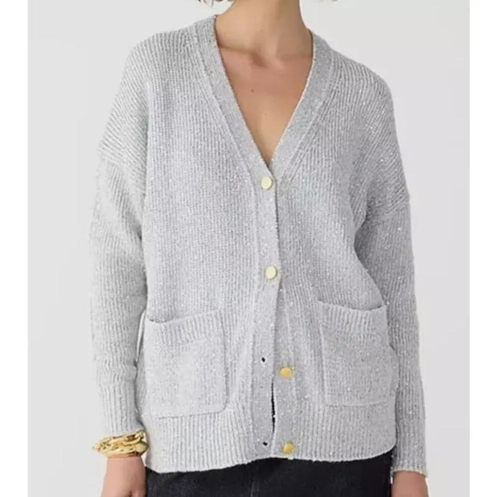 J. Crew Gray Women's Cardigan Sweater with sequins.